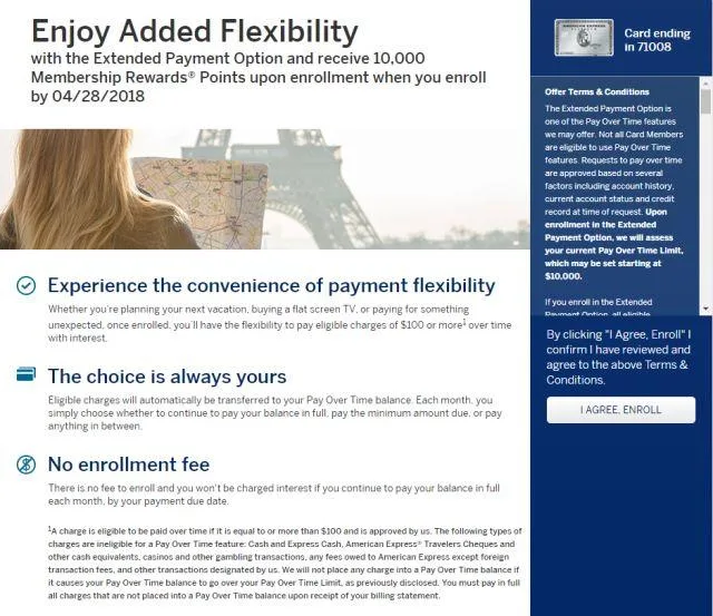 注册即送10000点数奖励 - Amex Extended Payment Option活动