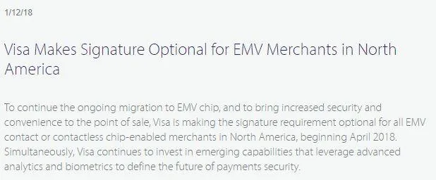 在美国刷卡消费再也不需要签名了! 在美国刷卡消费再也不需要签名了!