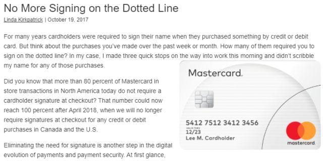 在美国刷卡消费再也不需要签名了！