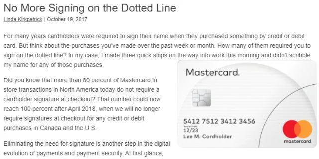 在美国刷卡消费再也不需要签名了! 在美国刷卡消费再也不需要签名了!