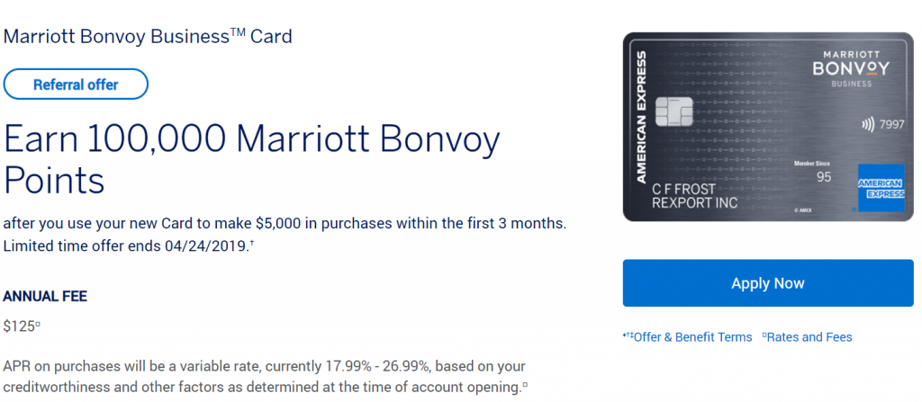 《【4/24截止】酒店商业神卡100K史高奖励 - Amex Marriott Bonvoy Business Card商业信用卡》