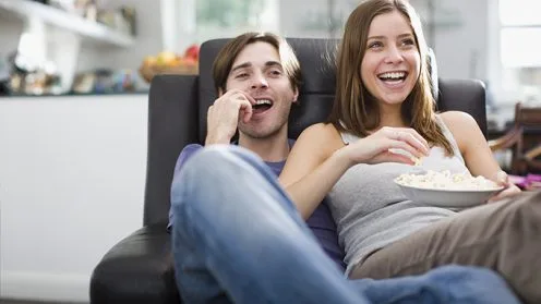 Couple watching television