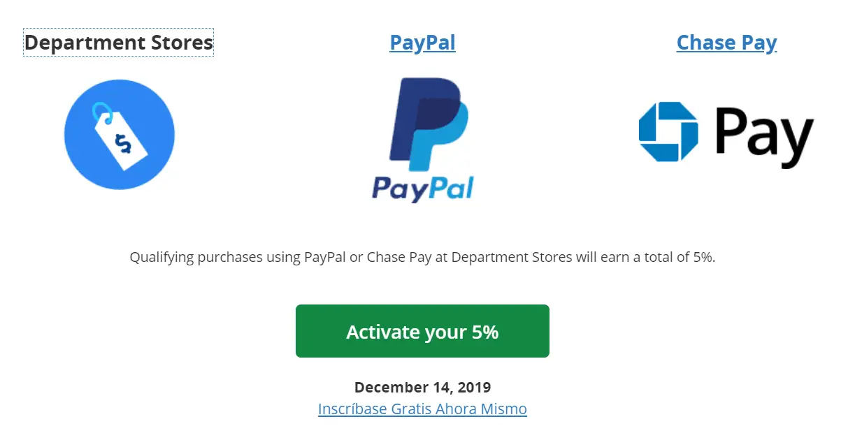 《Paypal消费 - Chase Freedom 2019年第四季度5%消费注册开始！》