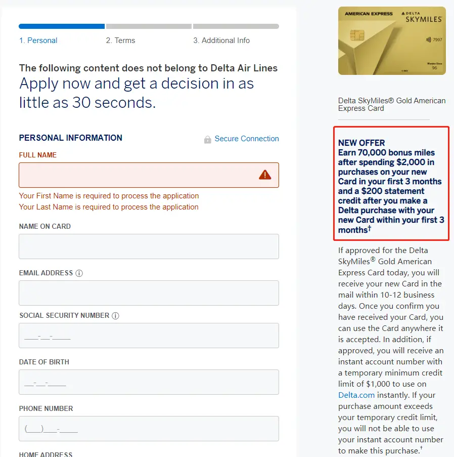 70K达美里程 + 200美元史高开卡奖励 - Amex Gold Delta SkyMiles信用卡 3 70K达美里程 + 200美元史高开卡奖励 - Amex Gold Delta SkyMiles信用卡