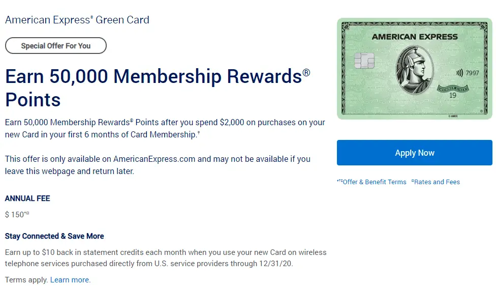 新“渣绿”史高50K开卡奖励来了 - American Express Green Card 1 新“渣绿”史高50K开卡奖励来了 - American Express Green Card