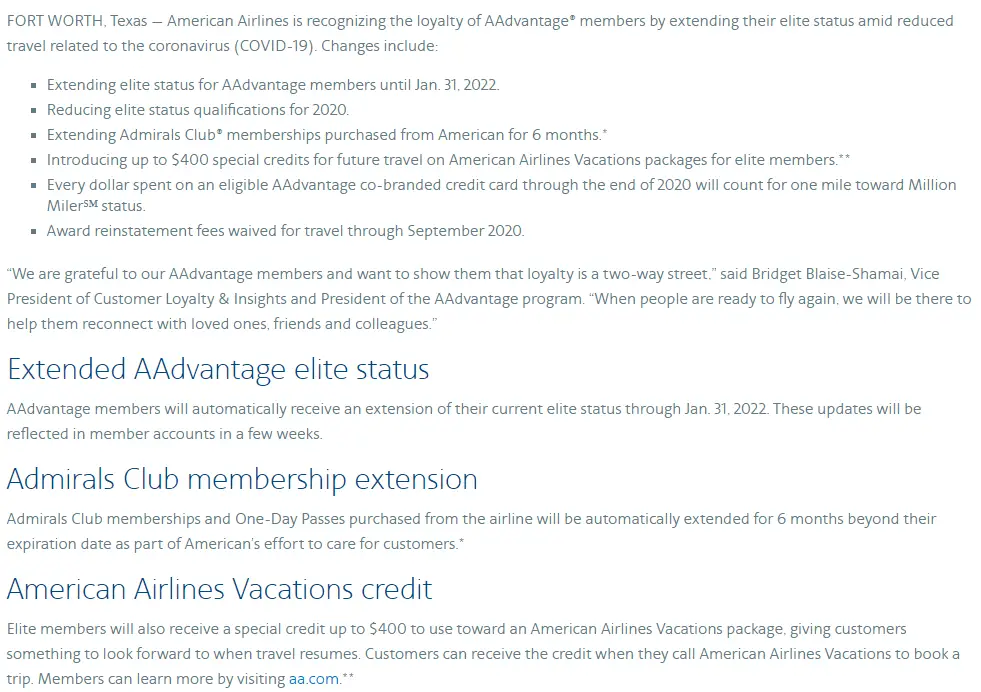 《【美国航空也延期了】各大航司因新冠疫情的高级会员会籍延期政策汇总》