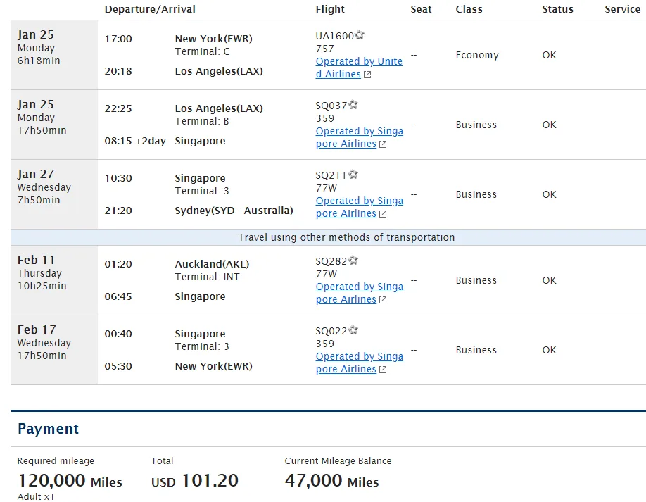 这可能是兑换全球最长航线商务舱 / 环球商务舱之旅的最佳机会