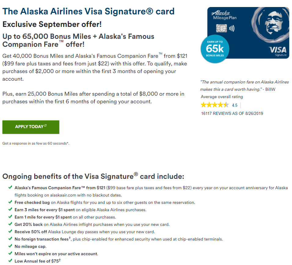 《开卡即送免费中美机票 & 往返同行票 - BoA Alaska Airlines信用卡（65K公开史高奖励出现）》