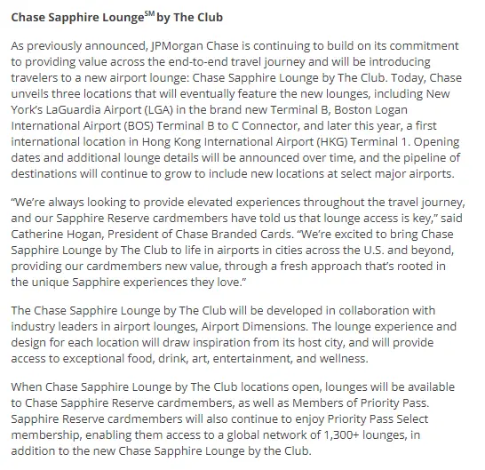 【第一批休息室公布】机场休息室战场再升级,Chase即将推出自营机场休息室Chase Sapphire Lounge 1 【第一批休息室公布】机场休息室战场再升级,Chase即将推出自营机场休息室Chase Sapphire Lounge