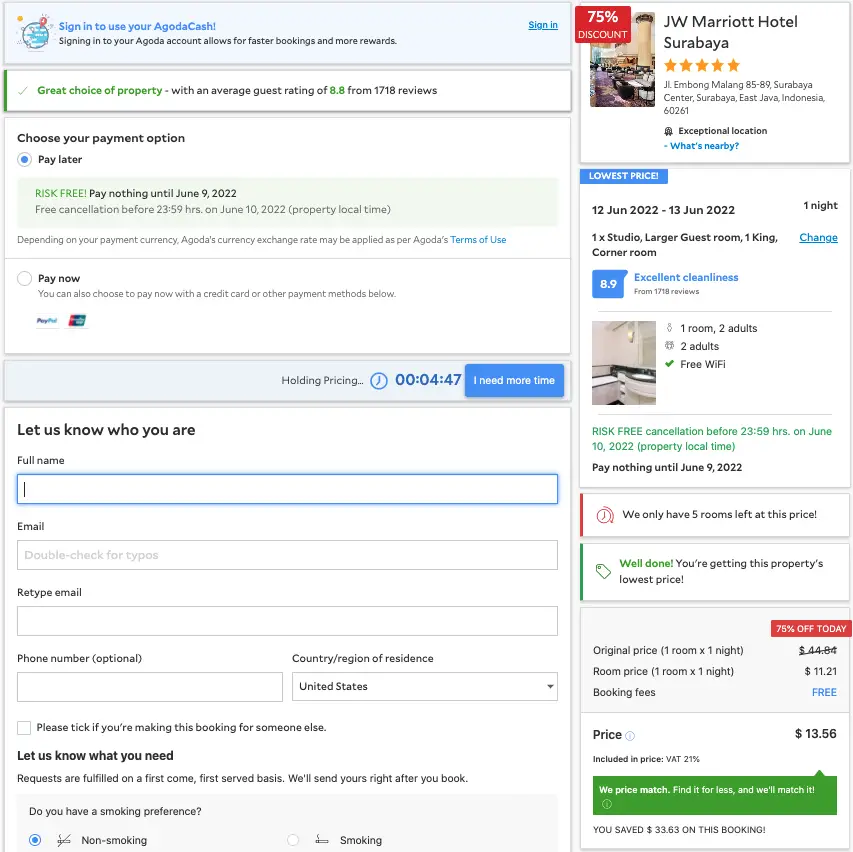 酒店Bug价:一晚JW万豪仅需11美元 3 酒店Bug价:一晚JW万豪仅需11美元