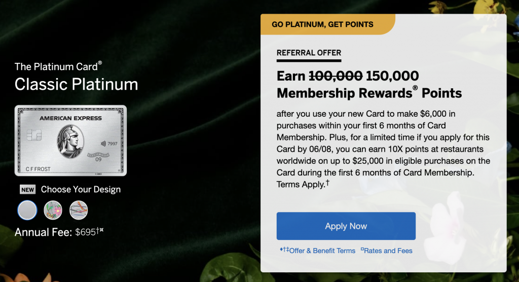 《【全新150K+10x餐厅消费奖励史高开卡奖励！】最尊贵福利白金卡 - Amex Platinum信用卡》