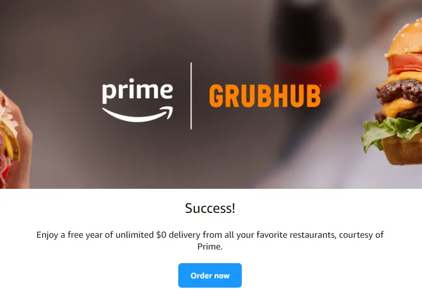 《Amazon Prime会员免费送一年Grubhub+会员啦！》