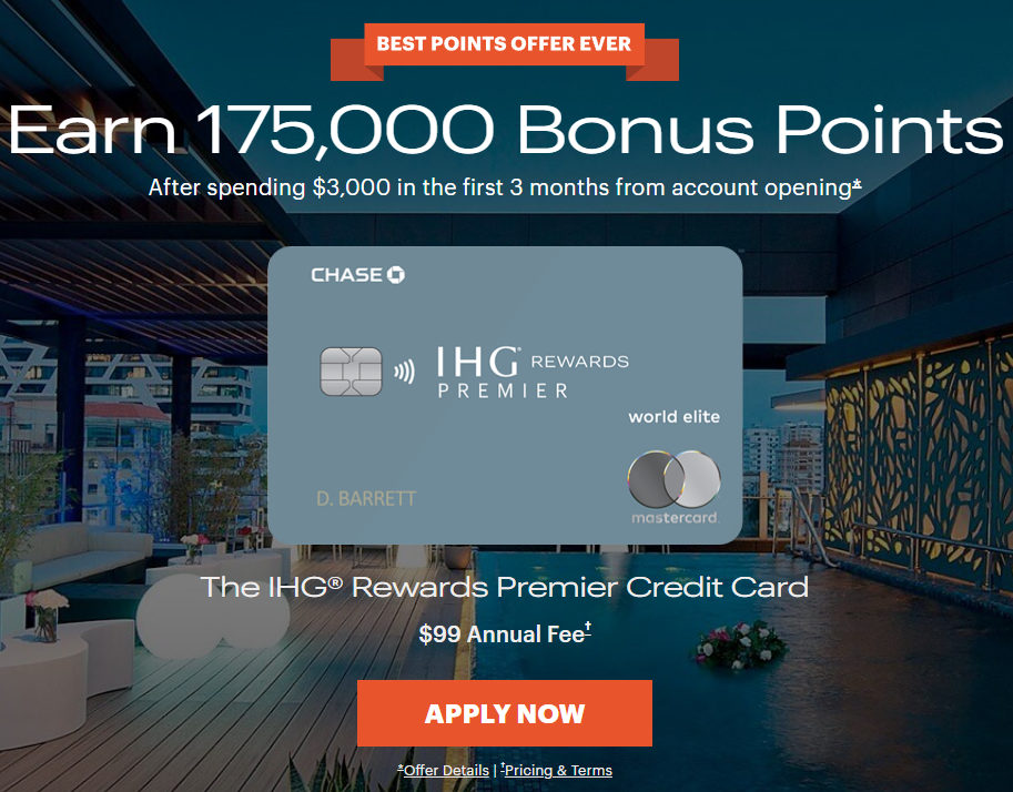 《175K点数史上最多点数开卡奖励 - Chase IHG Premier信用卡》