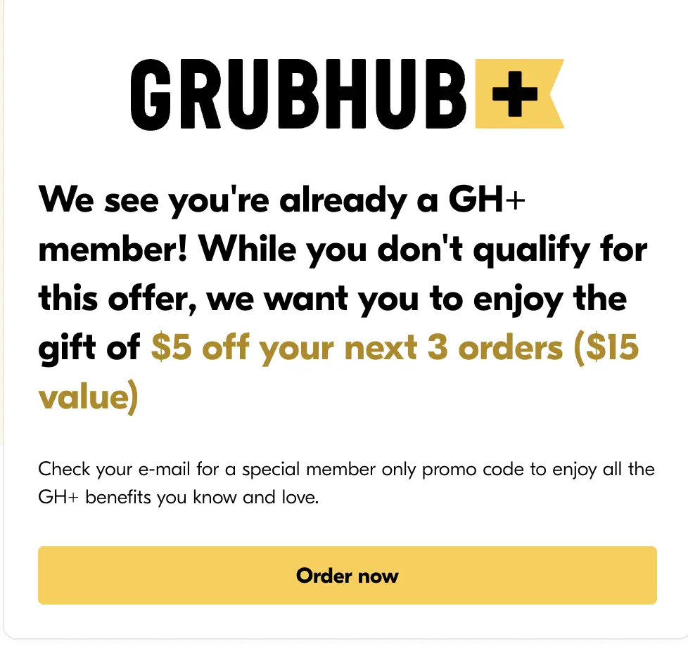 《快来领取免费Grubhub+ 会员以及折扣码》