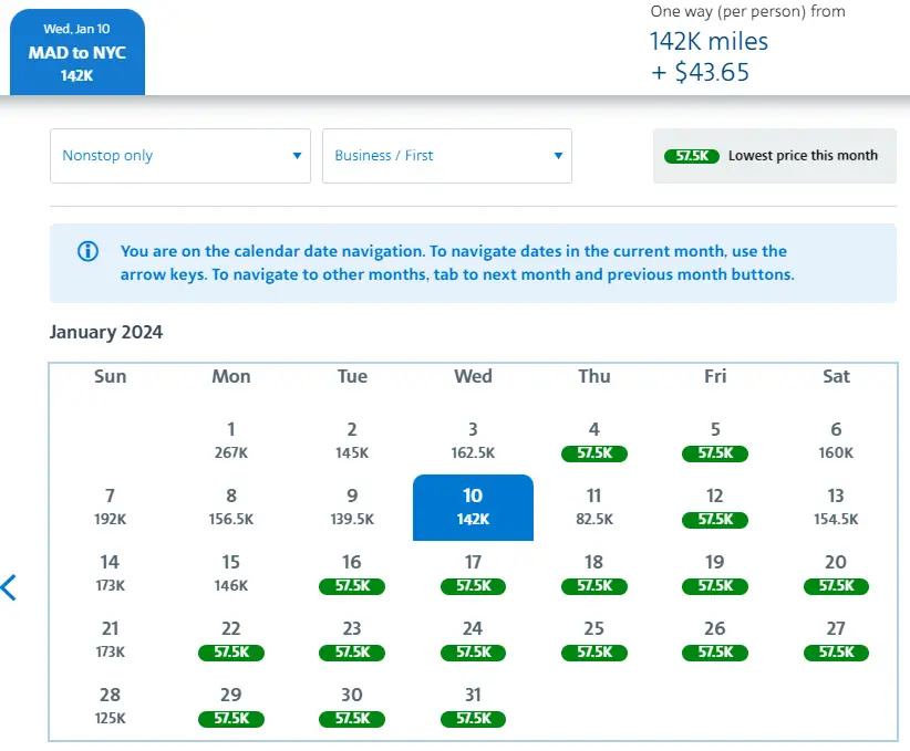 跨大西洋最强商务舱兑换大量放票，仅需34K点数即可躺飞大西洋