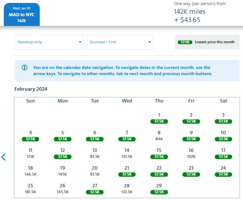 跨大西洋最强商务舱兑换大量放票，仅需34K点数即可躺飞大西洋
