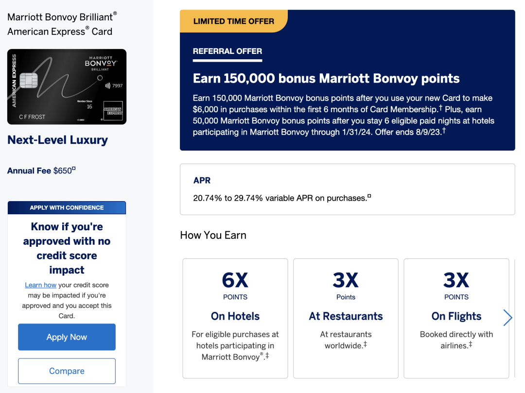 《直送200K万豪积分+白金会籍，Amex Marriott Bonvoy Brilliant的最强开卡奖励来了》