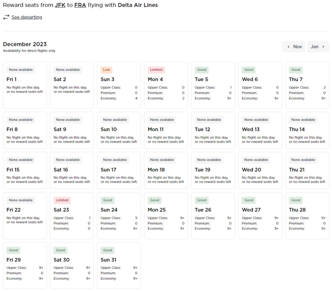 另一大铁公鸡慷慨放票，39K点数即可兑换跨洋商务舱，感恩节、圣诞跨年旺季都有票