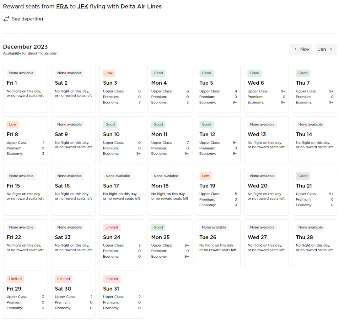 另一大铁公鸡慷慨放票，39K点数即可兑换跨洋商务舱，感恩节、圣诞跨年旺季都有票
