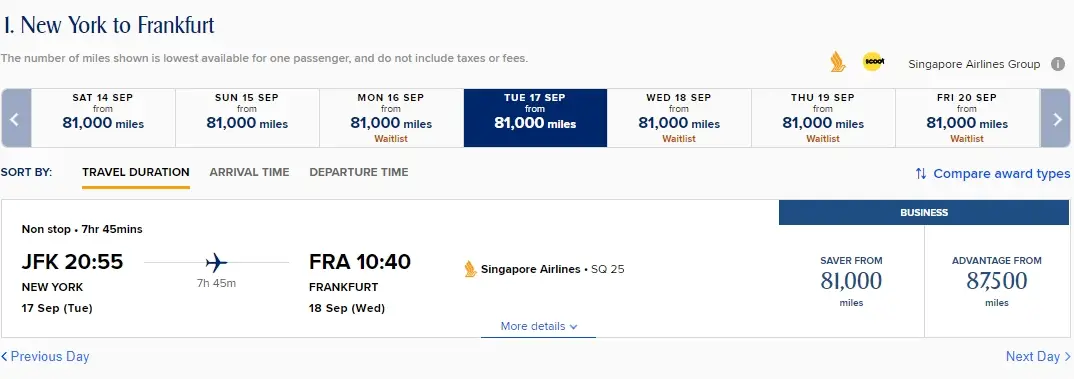 最佳跨大西洋商务舱又放出大量商务舱里程票，贯穿全年，最低57K点数即可兑换