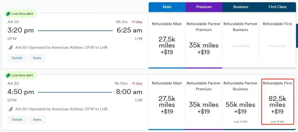 美国航空(American Airlines)64K点数兑换跨洋头等舱,从今年夏天至明年春天都有票,还可以全美联运+免费退改 2 美国航空(American Airlines)64K点数兑换跨洋头等舱,从今年夏天至明年春天都有票,还可以全美联运+免费退改