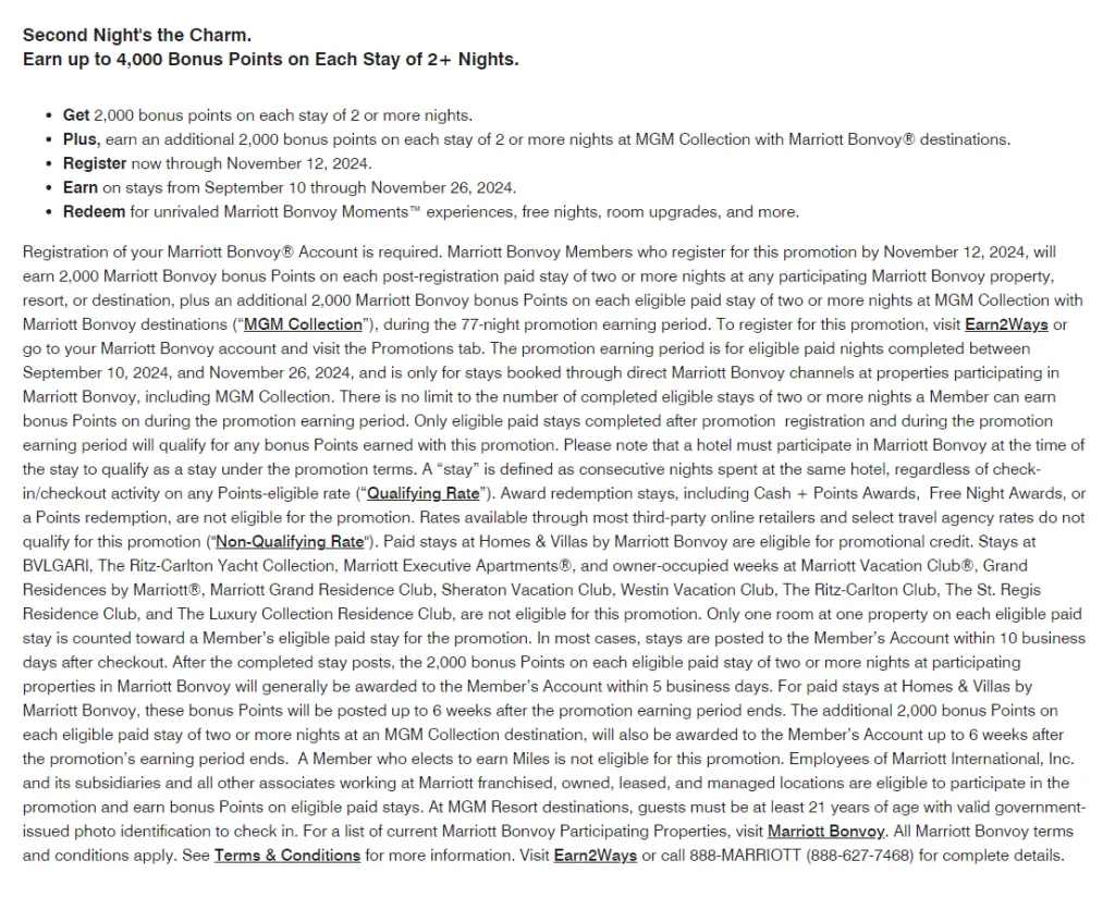 【无法网上注册的话需要通过客服】一次入住最多额外6K点数奖励 - 万豪2024 Q4促销开放注册了! 5 【无法网上注册的话需要通过客服】一次入住最多额外6K点数奖励 - 万豪2024 Q4促销开放注册了!