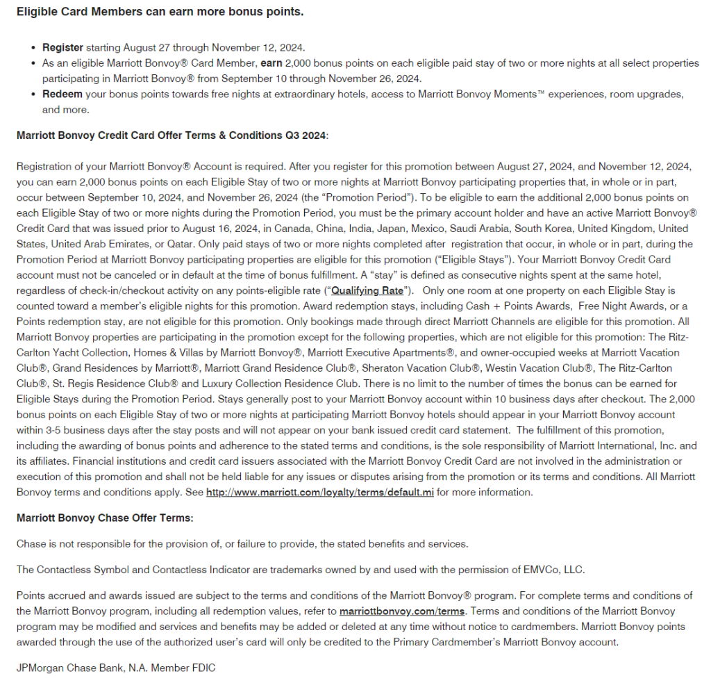 【无法网上注册的话需要通过客服】一次入住最多额外6K点数奖励 - 万豪2024 Q4促销开放注册了! 4 【无法网上注册的话需要通过客服】一次入住最多额外6K点数奖励 - 万豪2024 Q4促销开放注册了!