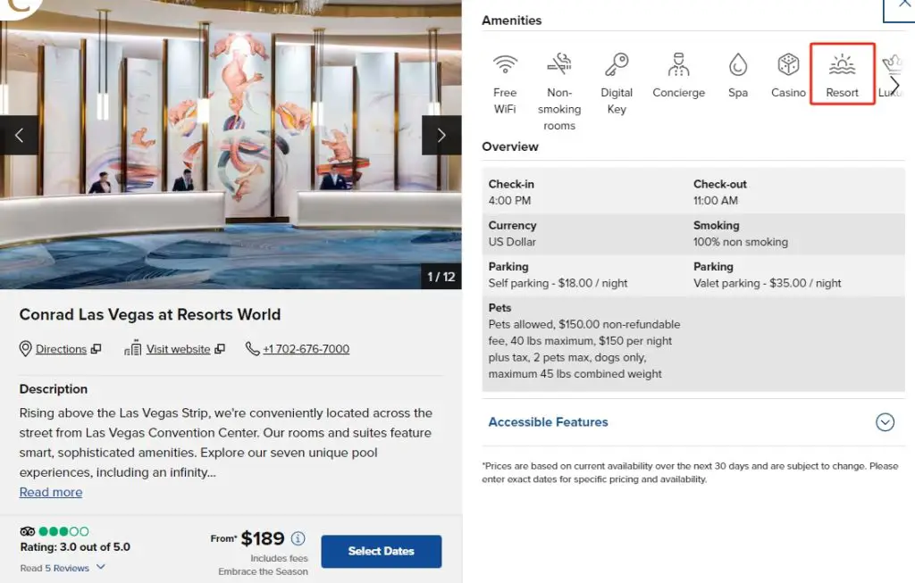 Amex Hilton Aspire福利收紧，可触发Resort Credit报销的选择变少了