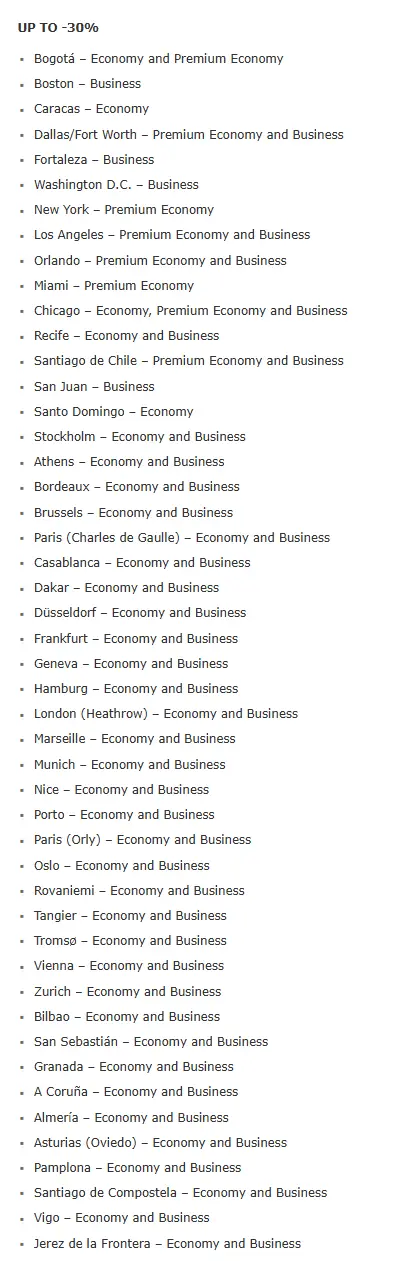 15K点数飞跨洋商务舱！西班牙国家航空限时促销 + 转点加赠双加持！