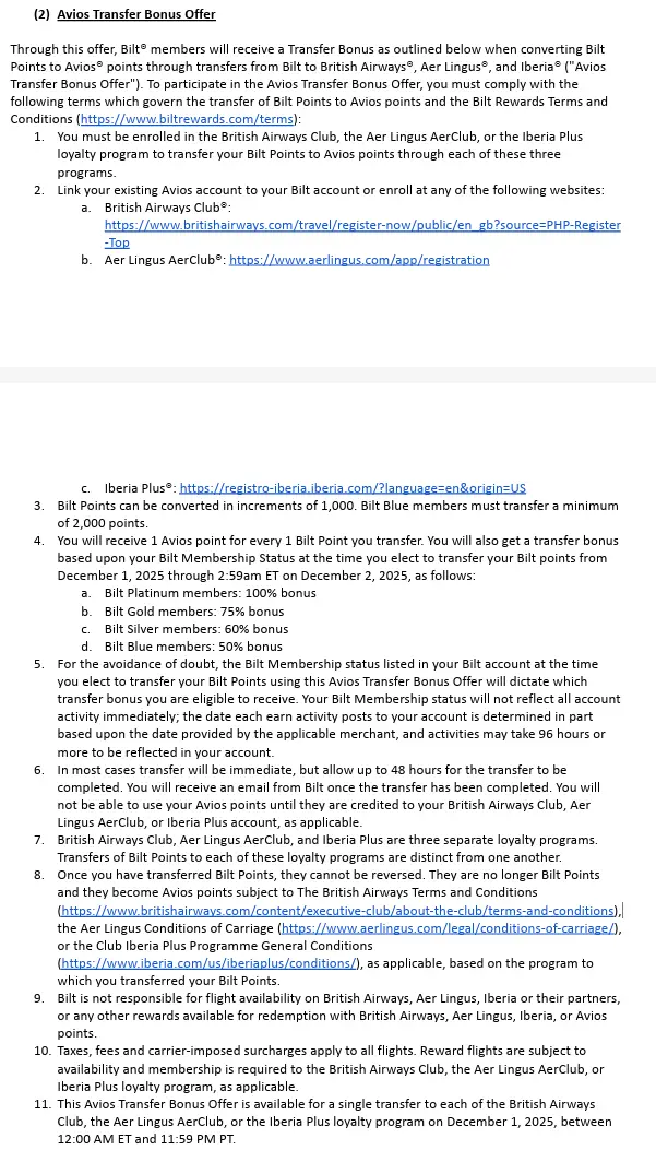仅限1天,43K点数兑换中美直航商务舱!房租神卡Bilt转Avios最高100%额外加赠 2 仅限1天,43K点数兑换中美直航商务舱!房租神卡Bilt转Avios最高100%额外加赠
