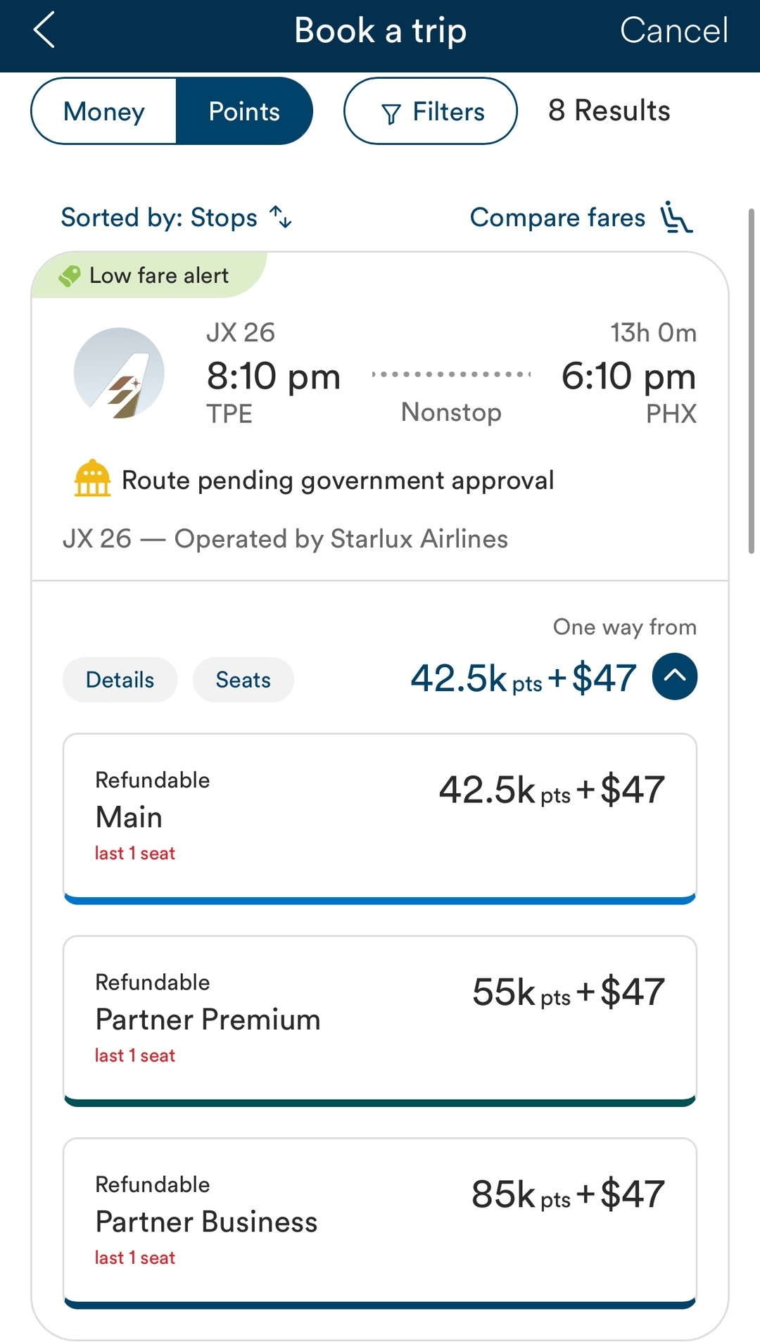 旺季无Blackout!星宇航空再次突发大放票,75K点数锁定中美商务舱,退改几乎免费! 7 旺季无Blackout!星宇航空再次突发大放票,75K点数锁定中美商务舱,退改几乎免费!