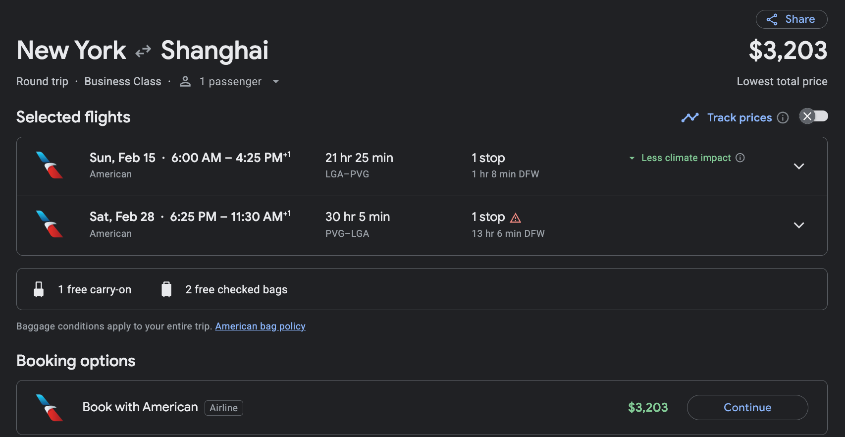 AA推出疫情后最低价中美直航商务舱？最低$1200，还可以村村通联运