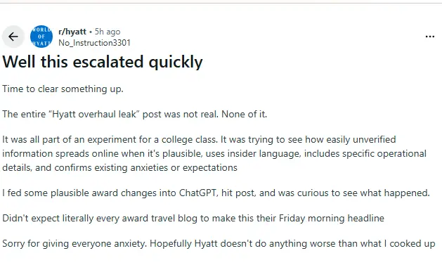 全网疯传Hyatt史无前例大地震，积分体系大改&高端神卡曝光，Hyatt高层竟这样回应……