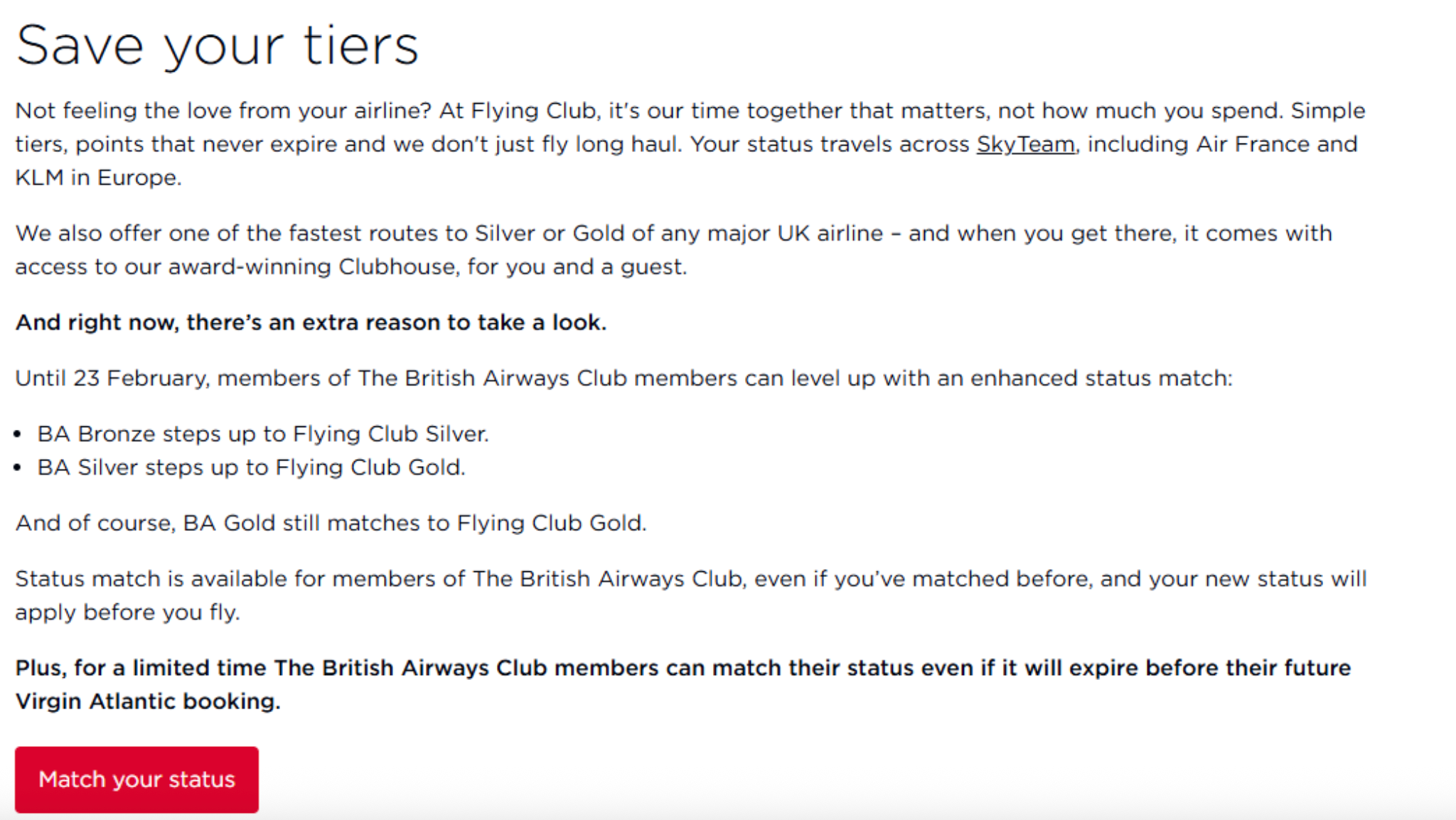 维珍大西洋匹配活动:直通天合联盟超级精英,还能越级匹配,飞一次即可 7 维珍大西洋匹配活动:直通天合联盟超级精英,还能越级匹配,飞一次即可